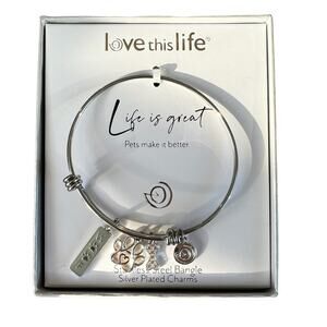 Love This Life Pets Dogs Make Life Better Bangle Bracelet